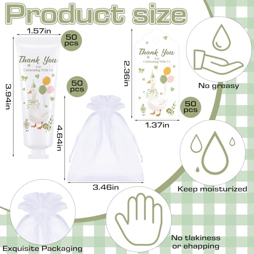Demissle 50 Sets One Silly Goose Baby Shower Birthday Party Favors Travel Size Hand Cream Appreciation Hand Lotion with Cards and Bags Silly Goose Bulk Gifts for Guests Baby Shower Birthday(Green)