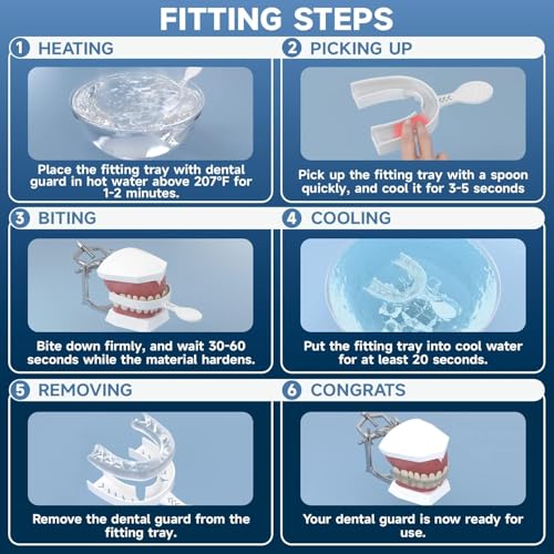 2 Pack Upgraded Night Guards for Teeth Grinding and Clenching, Standard Size, Professional Mouth Guard with Fitting Tray for Adults & Teens, Comfortable Solution for Clenching