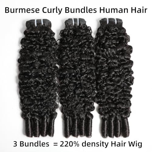 Burmese Curly Bundles Human Hair 121416 Inch 100% Unprocessed Raw Virgin Hair Bundles Water Wave Bundle Hair Extensions Double Weft 3C4A Burmese Kinky Curly Human Hair Bundles with Spiral End
