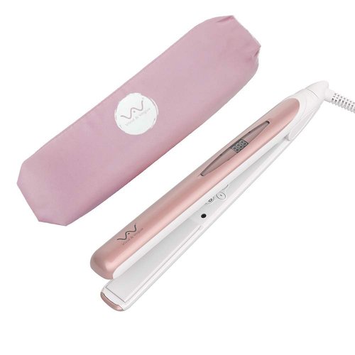 VAV Flat Iron Ceramic Tourmaline Hair Straightener Negative Ionic Hair Iron 1 Inch 3D Floating Iron Auto Shut Off 284-446 °F (Pink)