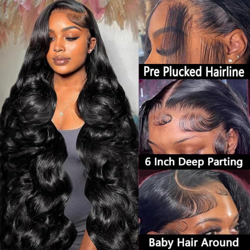 Body Wave Lace Front Wigs Human Hair 13x6 HD Lace Front Wig Human Hair Pre Plucked Glueless Wigs for Women (13x6 Body Wave, 32 inch)