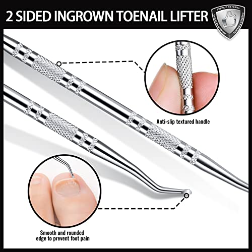 Teenitor Ingrown Toenail Tool, Pedicure Tools for Feet, Stainless Steel Ingrown Toenail Clippers, Ingrown Toenail File and Lifters