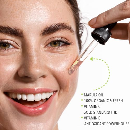 Virgin Marula Face Oil | Supercharged with Vitamin C & E | Freshly Made | Intense Hydration & Radiance Boost | Anti-Aging Skin Care and Face Moisturizer | Organic ? Vegan ? Cruelty-Free