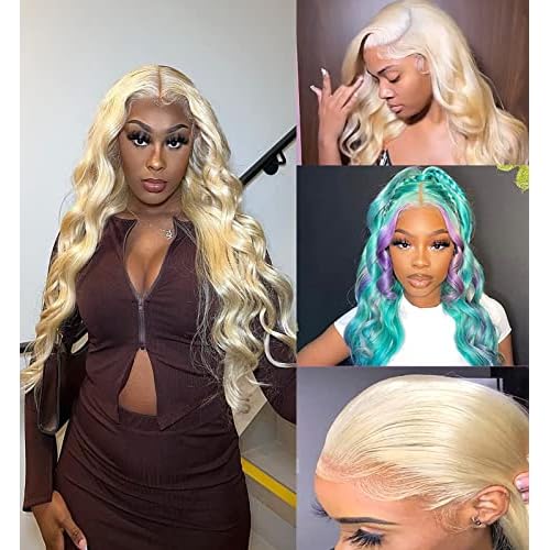 613 Lace Front Wig Human Hair 32inch 13x4 Blonde Lace Front Wigs Human Hair 180% Density 613 HD Lace Frontal Wig Pre Plucked With Baby Hair (32inch, 13x4 613 lace front wig)