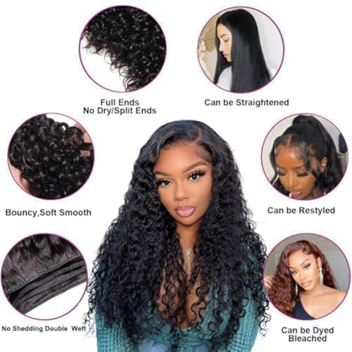20 20 20 Inch Water Wave Bundles Human Hair 100% Unprocessed Curly Brazilian Virgin Hair Wet And Wavy 3 Bundles Human Hair Natural Black