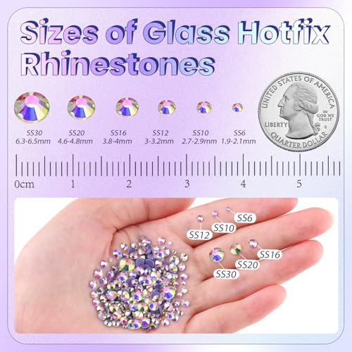 4000Pcs Hotfix Rhinestones for Clothing, Crystal AB SS10 Iron On Flatback Glass Gems, Bedazzler Crystals Rhinestones for Crafting Clothes Hats Shoes Fabric Bedazzling Decor Nail Art