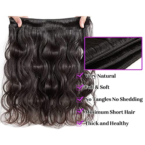 12A Brazilian Body Wave Human Hair 3 Bundles 22 24 26 Inch 100% Unprocessed Brazilian Virgin Human Hair Weave Bundles Body Wave Hair Extensions Natural Color