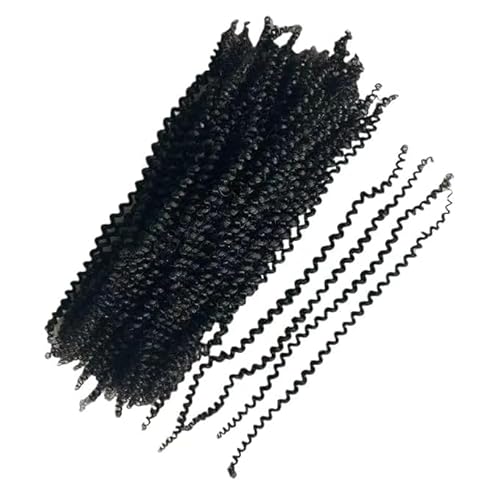 Afro Kinky Curly Springy Twist Double Drawn Bulk Human Hair Braiding Hair for Dreadlock Hair Pre-Separated Hair Extensions Natural Color 18Inch 200g