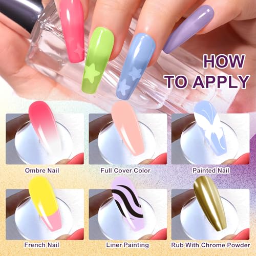 Gradient Painting Gel, 9 Bright Colors Ombre Gel Nail Polish Spring Summer Light Pink Blue for Pigment Pat Nails Aura Nails, French Manicure DIY Nail Art Long Lasting Palette Fairy Spring