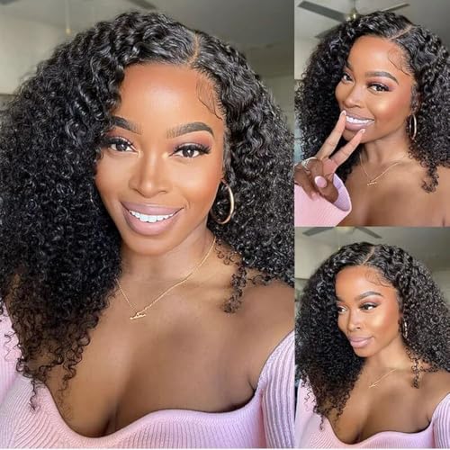 13x6 Kinky Curly Lace Front Wigs Human Hair Curly Wig 24 Inch 12A Brazilian Pre Plucked with Baby Hair HD Transparent Lace Frontal Wigs for Women