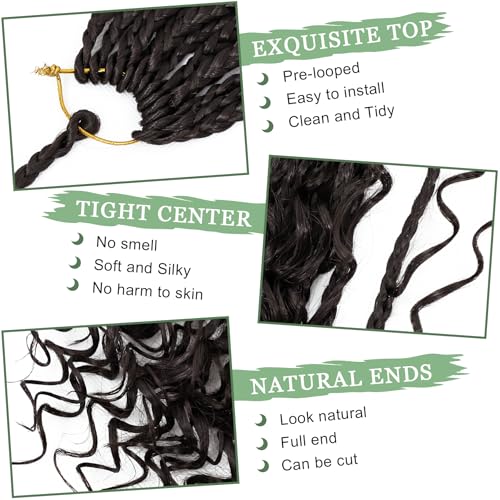 Eerya 8 Packs Boho Box Braids Crochet Hair for Black Women 10 Inch Goddess Box Braids Pre-looped Bohemian Crochet Box Braids With Curly Ends Synthetic Crochet Hair Extensions (10 inch, #4)