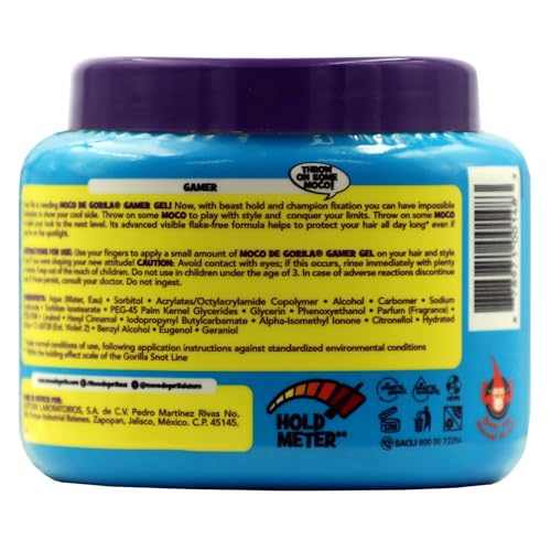 Moco de Gorila Gamer, Hair Styling Gel, Gives your Hairstyle a Long-Lasting Effect, Reactivate with Water, High Fixation, 3-Pack of 9.52 Oz Each, 3 Jars