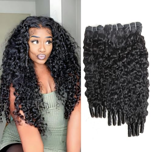 Burmese Curly Bundles Human Hair 3 Bundles Brazilian Virgin Remy Hair Wet and Wavy Quick Weave for Women 18 20 22 Inch Water Wave with Spiral Curly End 100% Unprocessed Hair Extensions Natural Black