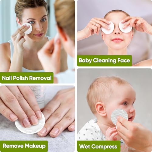 Boxed 300-Count Embossed Cotton Rounds ? 3 Unique Patterns, Lint-Free, Dual-Sided, Soft & Durable, Ideal for Makeup Removal, Skincare, Nail Polish, and Baby Care