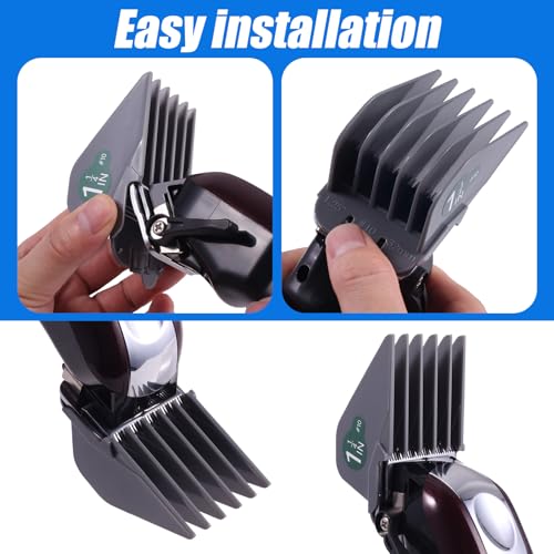 Extra Long Clipper Guards for most Wahl Clippers, 3 Inch Hair Clipper Combs Guides, Fit Wahl Clipper Guides Attachments - 1.25" to 3", 8 Piece Set, Gray Color