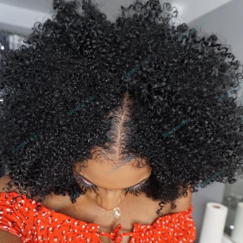 Afro Kinky Curly V Part Wig Human Hair Brazilian Virgin Upgrade U Part Wigs Glueless Afro Curly 180 Density Vpart Wig No Leave Out For Black Women 22Inch