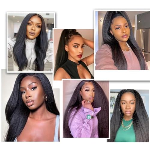 Hair Bundles 12A Yaki Kinky Straight Human Hair 1 Bundles 100% Unprocessed Mongolian Virgin Human Hair Weave Extensions Natural Color Single Bundles (28 inch)