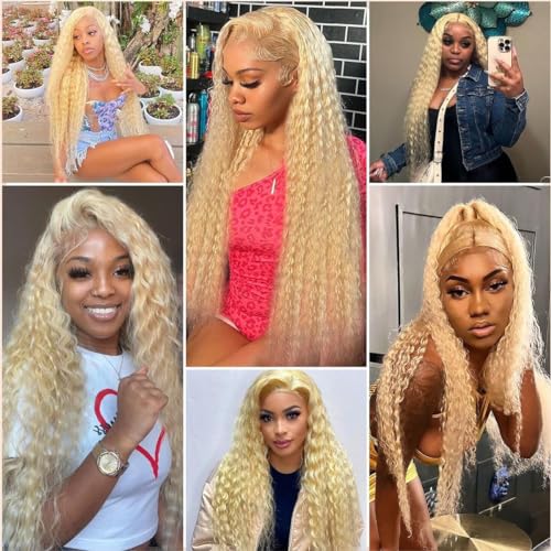 34 Inch 613 Blonde Bundles Water Wave Human Hair One Bundle Blonde Wet and Wavy Bundles Human Remy Hair Extensions