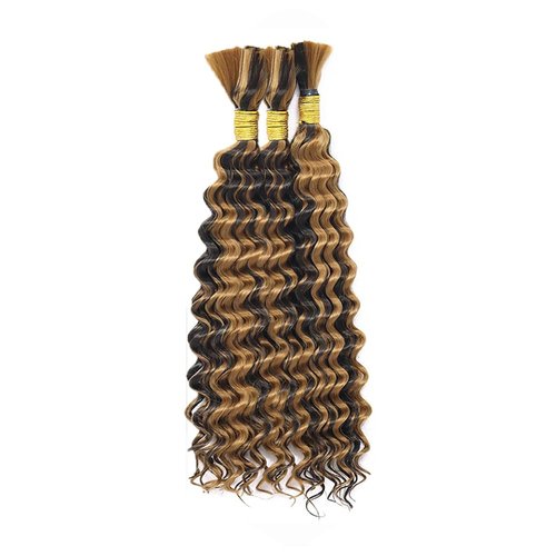 P4/27 Highlight Blonde Human Braiding Hair Deep Wave Bulk 18 18 18 Inch Brown Deep Wave Braiding Hair Extensions Unproceesed Virgin Hair 50 Gram Per Bundle 3 Bundle