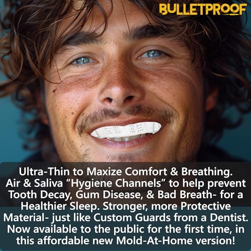 Night Guard BulletProof: World¡¯s Thinnest Mouth Guard for Grinding Teeth at night. TMJ Bite Clenching Mouthguard for Sleeping. Women Men Nighttime Dental Bruxism Relief Nightguard for Sleep Adult Kids