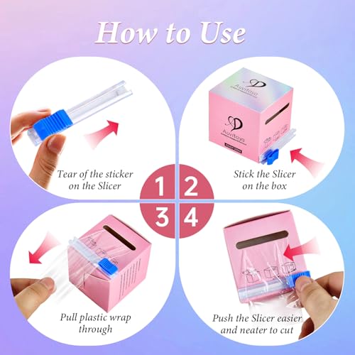 2 Pack Eyebrow Lamination supplies with Ergonomic Slicer, Premium Transparent Preservative Film, Permanent Make Up Cling Wrap Cover Tape Roll Perfect for Lip Brow Lamination Lash Lift
