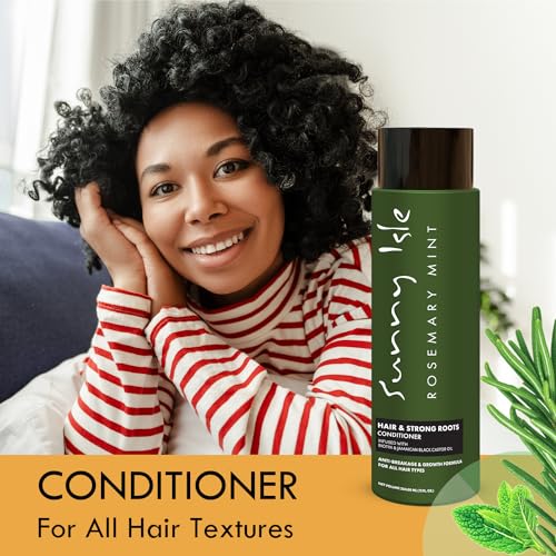 Sunny Isle Rosemary Mint Hair & Strong Roots Conditioner 12oz | Anti-Breakage & Growth Formula | Infused with Biotin & Jamaican Black Castor Oil | All Hair Types