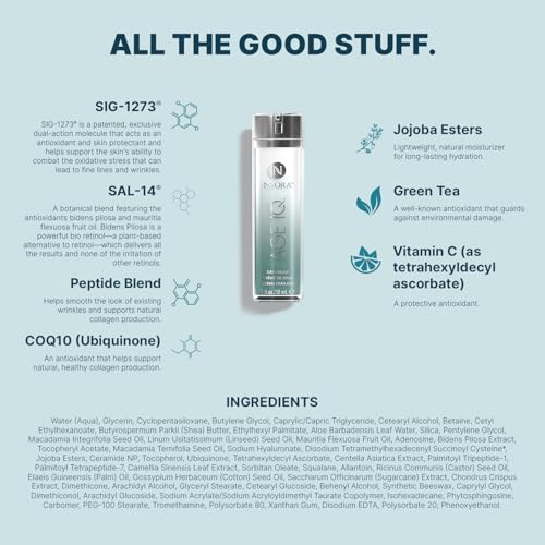 NEORA Age IQ - Day Cream with Bidens Pilosa, Peptides, Vitamin C & Jojoba - Hydrates, Smooths Fine Lines, Supports Radiance for All Skin Types -1 fl.oz.