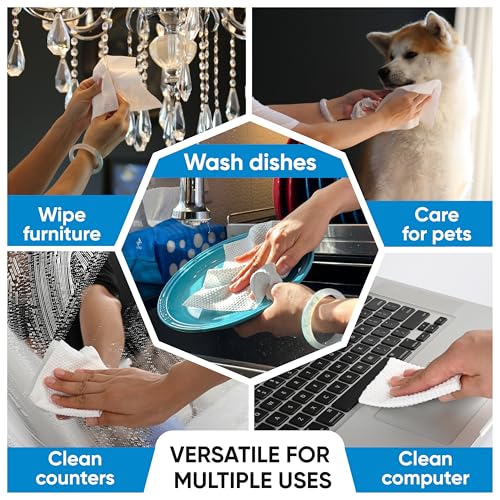 WITHU Disposable Face Towels, Ultra Soft, Biodegradable Makeup Remover Wipes, Hypoallergenic & Lint-Free Towelettes for Facial Cleansing, Multi-Use Dry Washcloths for All Skin Types/Family 240 Ct