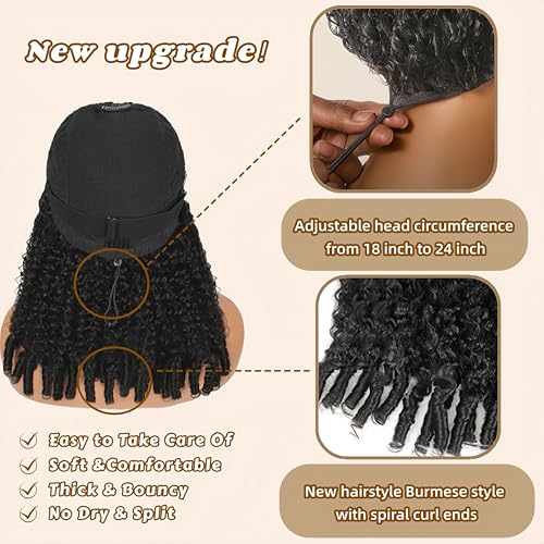 V Part Burmese Curly Wig Human Hair 200% Density Upgrade U Part Wig with Drawstring No Leave Out Glueless V Shape Full Head Clip In Half Wig Curly Human Hair Wig for Black Women Natural Color 18 Inch