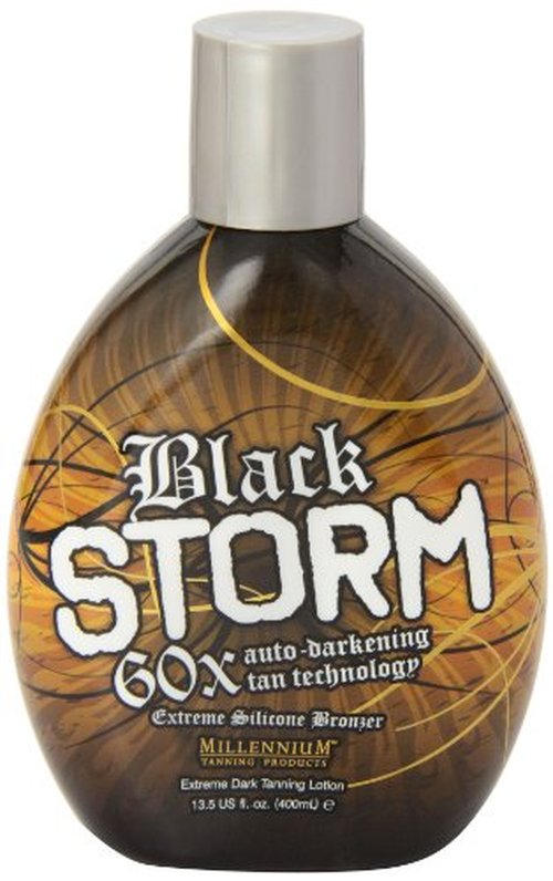 Millennium Tanning Black Storm 60x Tanning Lotion Auto-Darkening Tan Technology Extreme Silicone Bronzer for Indoor and Outdoor Tan 13.5 fl. oz.