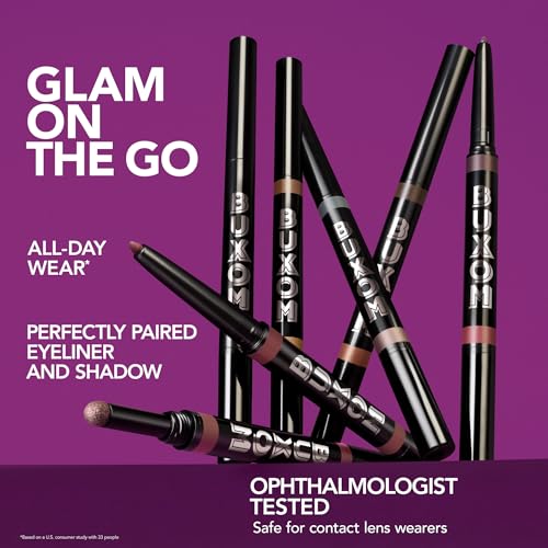 BUXOM Flip Side Dual-Ended Eyeliner & Shadow Duo, Waterline-Safe Liner & Crease-Proof Shadow, Longwear, Primer-Infused, Safe for Contact Lens Wearers, Clean Vegan Formula