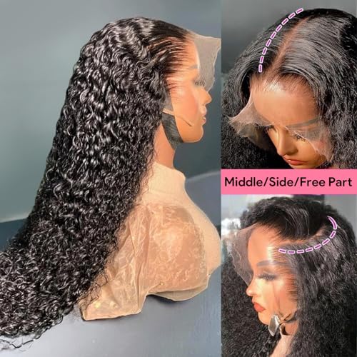 30 Inch Water Wave Lace Front Wigs Human Hair Pull Go 13x6 HD Transparent Lace Frontal Glueless human Hair Wigs 200% Drawstring Wigs With BabyHair Wet And Wave Human hair Wig For Black Women