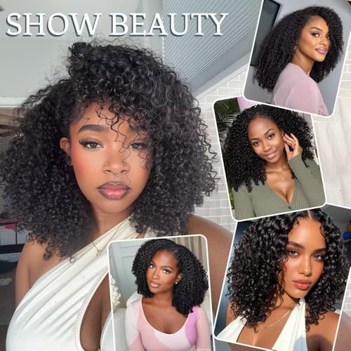 Crochet Human Hair for Black Women 120g 100 Strands 18 Inch Curly Human Hair Crochet Bundles Lightweight Pre-Separated Feather Crochet Hair Wet and Wavy Invisible Crochet Hair Extensions Kit 1B#