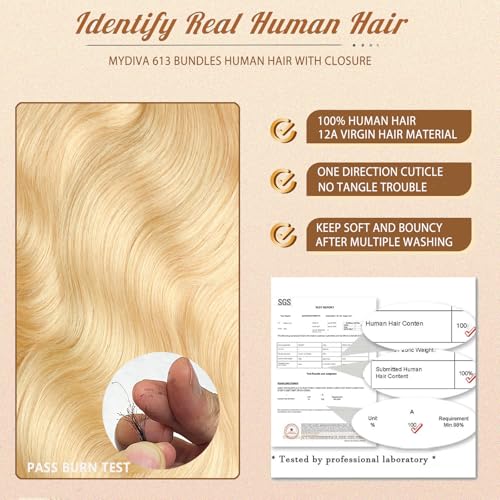 613 Blonde Bundles Human Hair Body Wave 16 16 16 inch 100% Unprocessed Virgin Hair Extensions 12A Quick Weave Bundles Human Hair