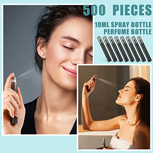 Remerry 500 Pcs 10 ml Perfume Spray Bottles Plastic Travel Refillable Mini Bottles for Women Small Fine Mist Sprayers Portable Frosted Perfume Sprayers Empty Atomizer for Essential Oil