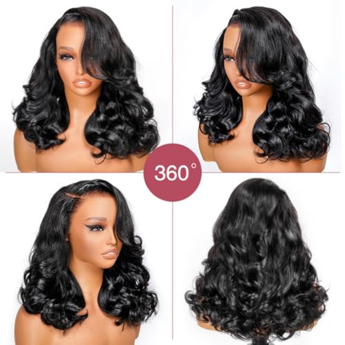 WestKiss 250 Density Body Wave Human Hair Wig Layered Cut Side Part Wig Human Hair 6x8 Lace Front Wigs Glueless Wigs Human Hair Wigs Pre Plucked Pre Cut For Black Women 16 Inch
