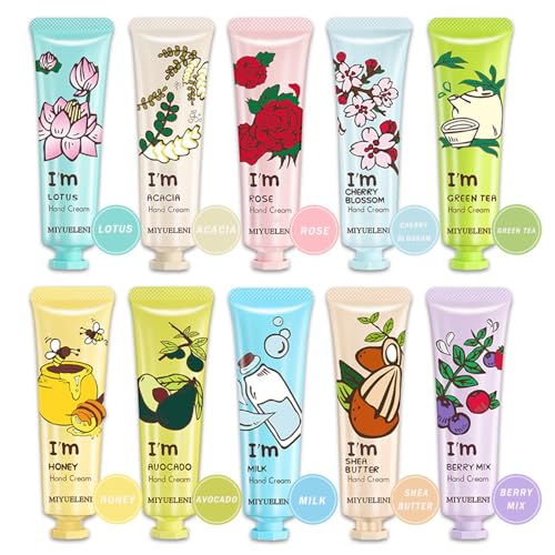 firstfly 10 Pack Hand Cream Bulk,Gifts for Women,Mothers Day Gifts, Bridesmaid Gifts, Party Favors, Natural Fragrance Mini Lotion, Moisturizing Hand Lotion Cream for Dry Cracked Hands