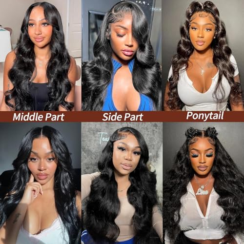 30 Inch Body Wave Lace Front Wigs Human Hair 13x6 HD Lace Frontal Wigs Human Hair Pre Plucked 200% Density Glueless Wig For Women Natural Color