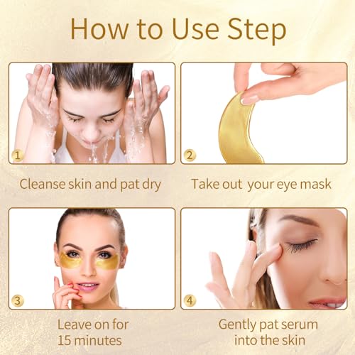 Under Eye Patches, 40 Pairs Eye Mask for Dark Circles, Puffy Eyes, Undereye Bags,Wrinkles,Eye Mask Patches with 24K Gold, Eye Treatment Skin Care for Men & Women Gift