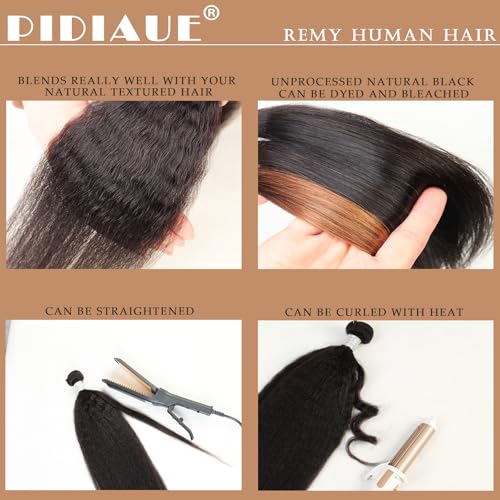 Weave Bundles Human Hair 20 20 20 inch Yaki Straight Bundles Kinky Straight Weave 12A Brazilian Remy Hair Real Unprocessed Virgin Human Hair Extensions Natural Color