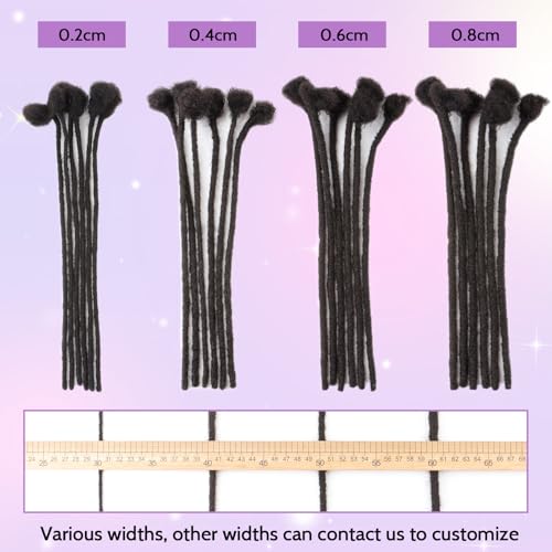Loc Extensions Human Hair 0.4cm&0.6 cm&0.8cm width 4-18inch 10, 20, 40, 100 strands 100% Human Hair Locs Extensions for Men Women Natural Dreadlocks Can Be Dyed Bleached Curled 0.4cm 8inch 70 Strands