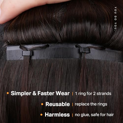 DOORES Butterfly Weft Hair Extensions Human Hair, Natural Black 20 Inch 100g, Double Weft PU Extensions with Micro Beads Invisible Seamless