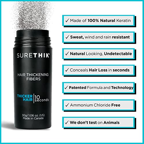 SURETHIK Hair Thickening Fibers (Pack of 4 x 30g Bottle, Medium Brown), For Thicker Looking Hair, Building Hair Fibers to Conceal Thinning Hair for Men & Women