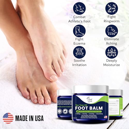 FOOT CURE Tea Tree Oil Balm ? Moisturizer for Dry Cracked Feet ? Instantly Hydrates & Soothes Irritated Skin & Athlete's Foot ? Best Foot Care for Women and Men (Pack of 2)