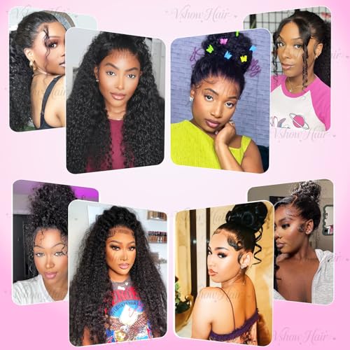 V SHOW Hidden Strap 360 Lace Front wig Human Hair with Water wave Glueless Wig Pre Plucked Pre Cut & Bleached Knots Invisible Drawstring 180% Density Brazilian Virgin Hair 20 Inch