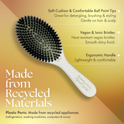 Olivia Garden NewCycle Professional Hair Brush is made from 100% recycled materials (except bristles and cushion), styles all hair types quickly and creates long lasting styles