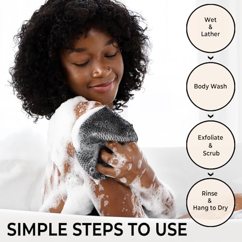 Authentic African Net Sponge with Knots - Afro Scrubber Bath Loofah Exfoliating Net Sponge for Shower - 2 Pack African Bath Sponges Exfoliator for Most Skin Types Back Scrub Washer Accessories