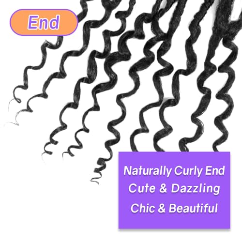 Crochet Butterfly Locs with Curly Ends 22 Inch, Boho Distressed Butterfly Locs Crochet Hair, Black Bohemian Goddess Faux Butterfly Braids with Curly Ends (6 Packs, 1B)