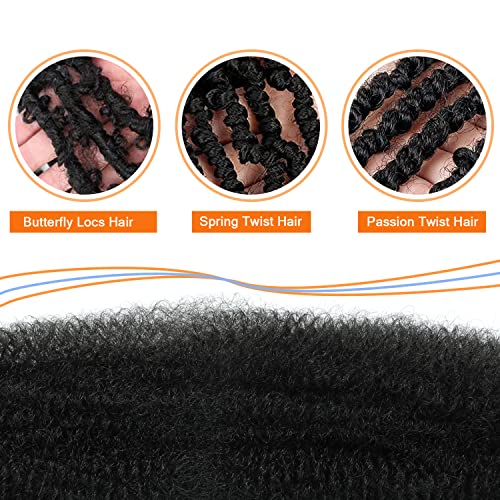 Springy Afro Twist Hair 12 Inch 3 Packs Kinky Twist Hair Black Color Pre Fluffed Marley Twist Braiding Hair for Black Women (12 inch, 1B)