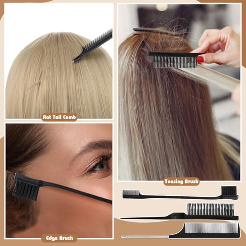 200 Brown Bobby Pins, 4 Hair Nets for Buns, Hair Wax Stick, 3 Slick Back Hair Brush and 105 Hair Bands for Women Girls Dance Competition Must Haves